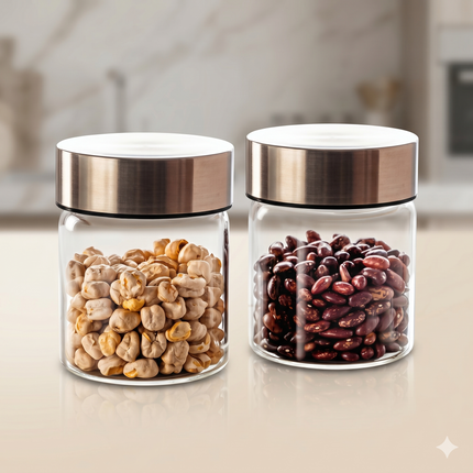STELEX Borosilicate Glassware Canister With ss Lid - 350