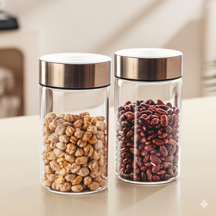 STELEX Borosilicate Glassware Canister With ss Lid - 600