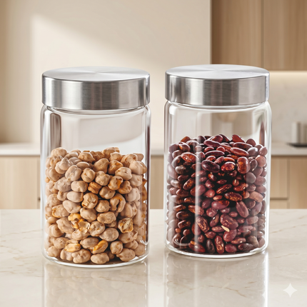 STELEX Borosilicate Glassware Canister With ss Lid - 1200