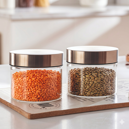 STELEX Borosilicate Glassware Canister With ss Lid - 550